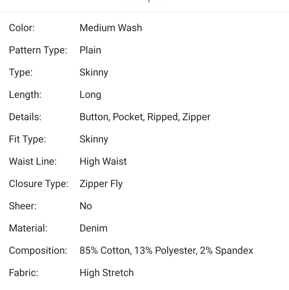 Shein 1X Blue Stretch Distressed Jeans - Picture 5 of 11
